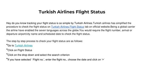 Turkish Airlines Flight Information .